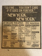 1977 New York New York Movie Vintage Print Ad Robert DeNiro Tpa16