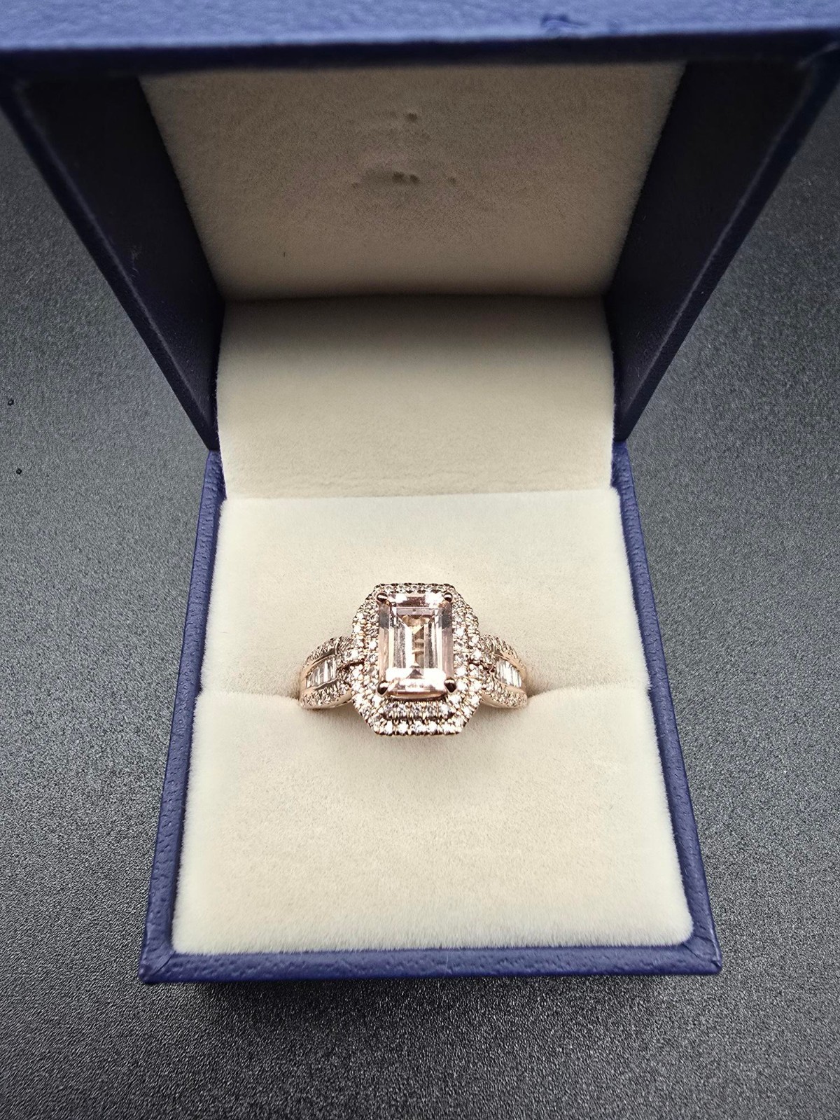 14kt Rose Gold 2.10 Natural Morganite & Diamond Ring