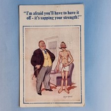 Comic Postcard 1955 Donald McGill Doctor Surgery Glasses Naked Man Stethescope