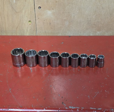 #ad Craftsman USA 3 8quot; Dr SAE 9pc Chrome Socket Set 12pt 3 8quot; 7 8quot; Laser Etched $24.95