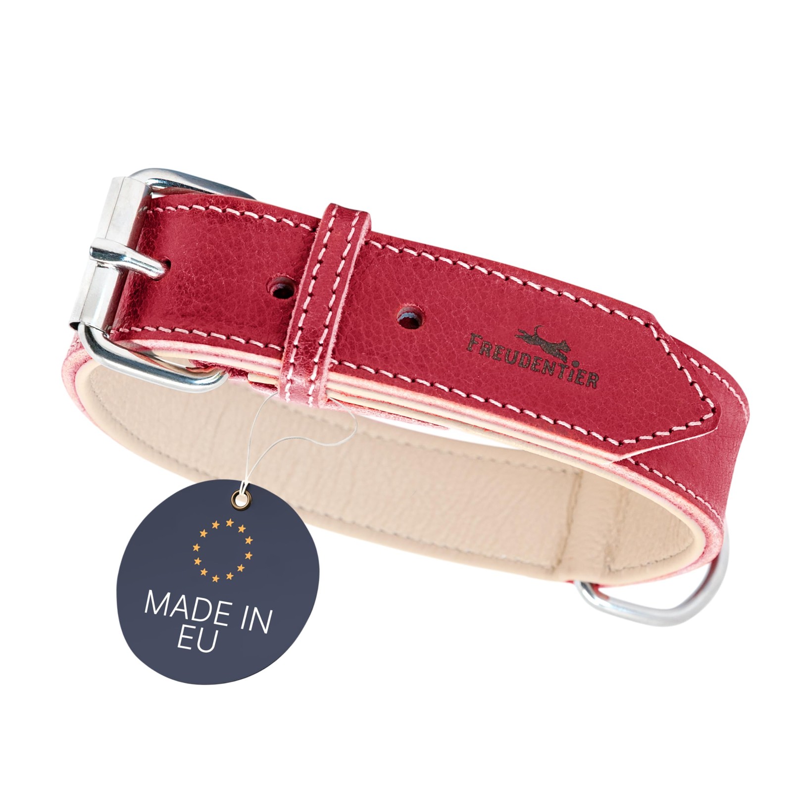 Collier chien cuir rouge pour promenade quotidienne Amstelpark M