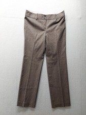 Ann Taylor Women Dress Pants 8 Brown Micro Houndstooth Waistband Pockets Career