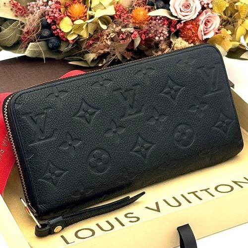 Louis Vuitton Monogram Empreinte Zippy Wallet Long Wallet Black 8 Card Slots