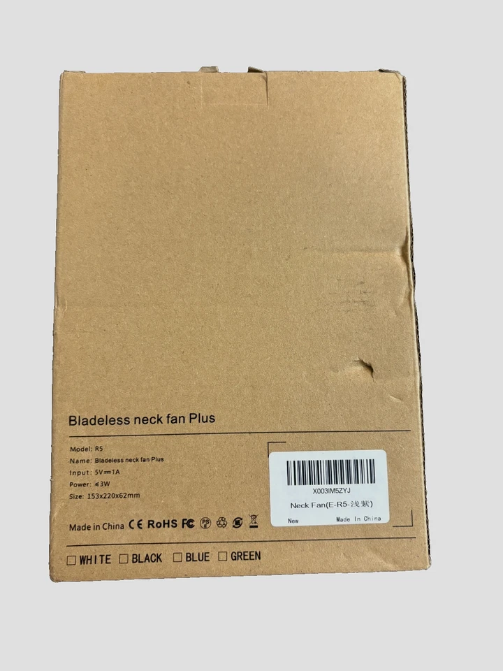 Ventilador de cuello R5 sin aspas portátil recargable refrigeración portátil 3 velocidades Foto 2 de 2