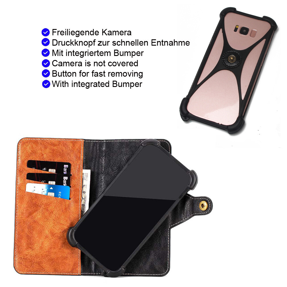 Custodia Flip Oukitel C59 Tessuto Oxford E Pelle PU - Con Tasche E