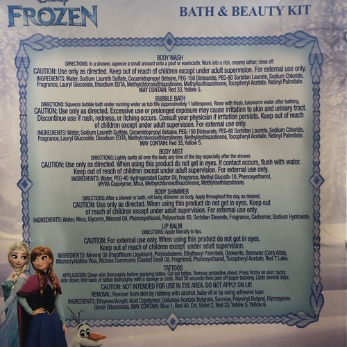 Disney Frozen Bath Beauty Set Tatuaggi Bacche Smerigliate Lavaggio Bubble Mist Shimmer Labbra - Foto 3 di 3