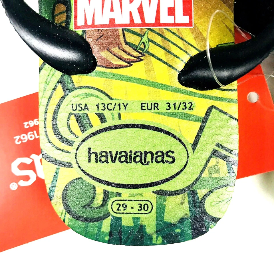 Havaianas Kids Green Black Disney Marvel Groot Print Flip Flop Sandal Sz 13C/1Y - Image 4 of 4