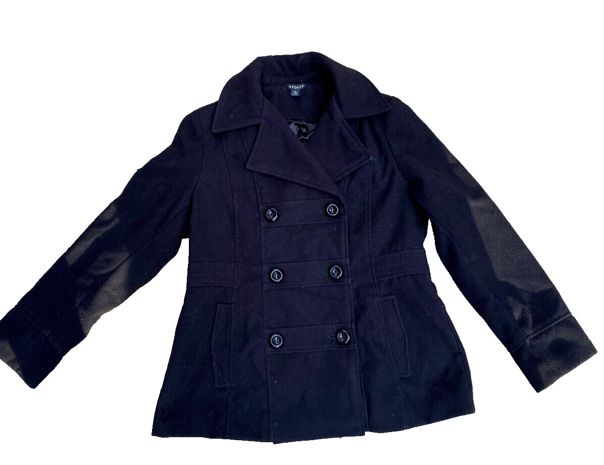 Black Collared Wool Look Polyester Blend Warm Geo… - image 3