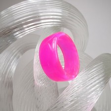 Neon Pink Pearl Acrylic Resin Ring - Fluorescent Pink - Unisex - Handmade