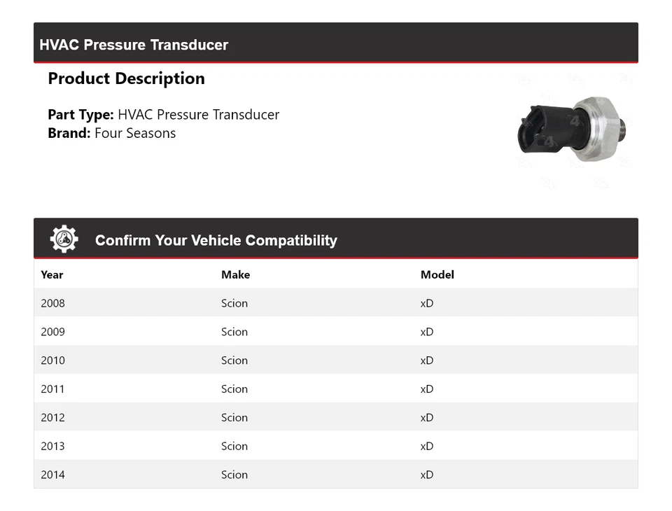 Transductor de presión HVAC Scion xD 2008-2014 4 estaciones 2009 2010 2011 2012 Foto 2 de 4