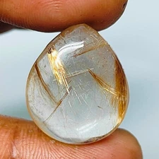 Natural Golden Rutile Quartz Crystal Pendant Rutilated Gemstone 25 Cts. ME-11788