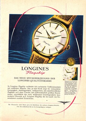 3w8383/ Dekorative Reklame von 1958   LONGINES Armbanduhren   Modell: Flagship
