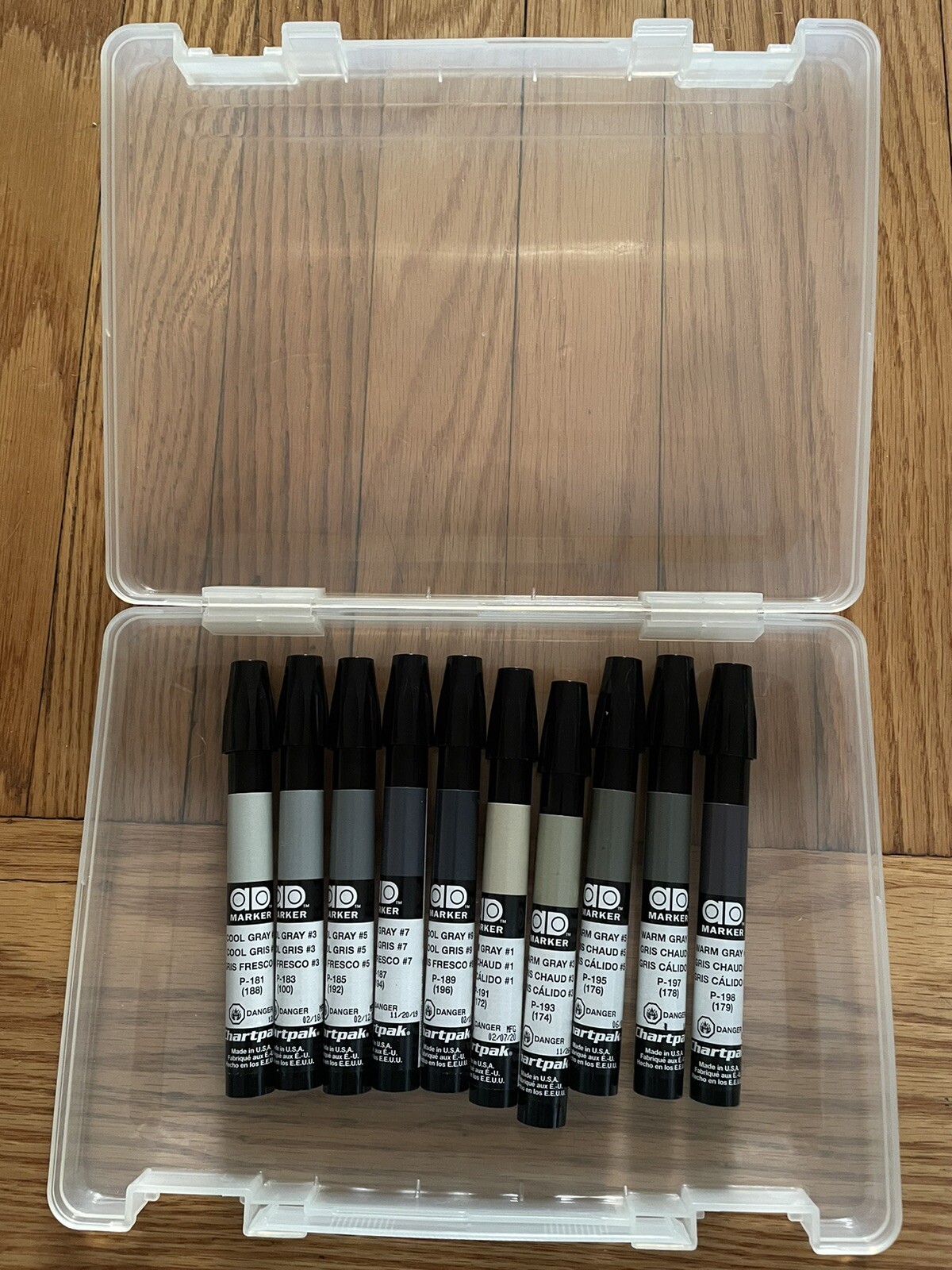 Chartpak AD  Marker Gray set with case - 10 Markers