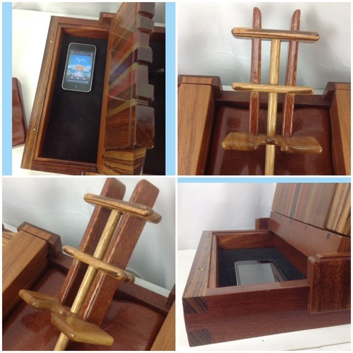 Handmade Exotic Wood Jewelry Valet Phone Charging Docking Station Organizer - Picture 10 of 12