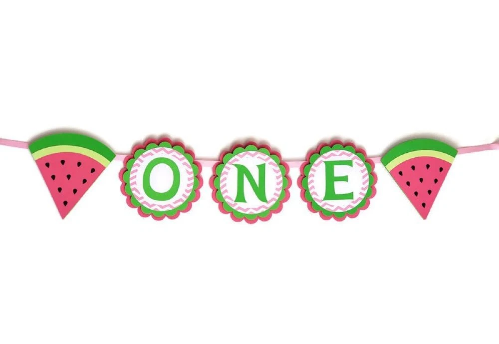 Watermelon High Chair Banner Girl 1st Birthday Party Decoration