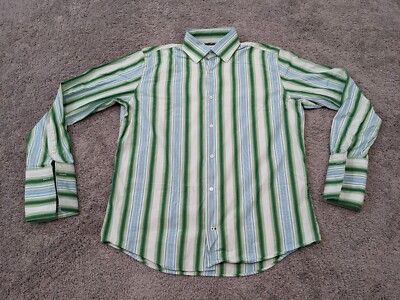 Banana Republic Dress Shirt Mens Extra Large 17-17.5 Stripes Green French  Cuff | eBay