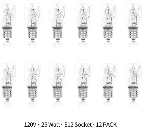 Betus 12Pcs Long Lasting 25 Watt Dimmable E12 Socket Warm White Salt Lamp Bulb - Picture 2 of 7