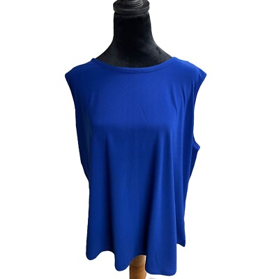 Love Scarlett Sleeveless Tank Top Blouse Royal Blue Round Neck Plus Size 2x