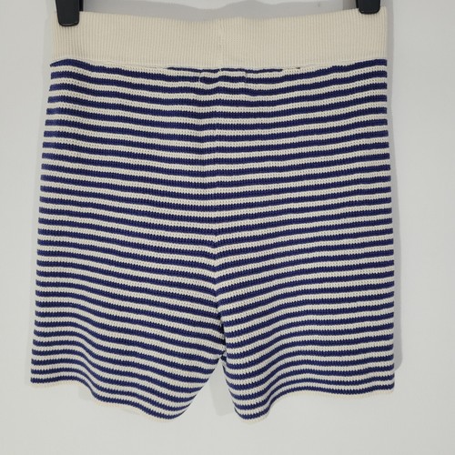 Pantalones Cortos TU Damas Azul Blanco Rayas Talla 8 Reino Unido Algodón Tejido Cintura Elástica PVP £14 - Imagen 4 de 8