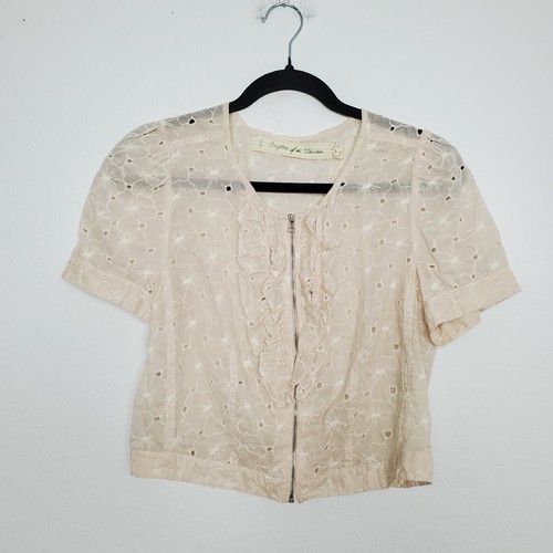Anthropologie Daughers of the Liberation Womens Top Size S Eyelet Lace Floral