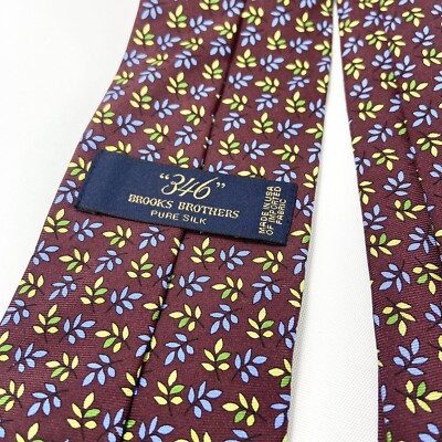 Pure Silk 346 Brooks Brothers Leaf accent Tie (59 inches) Maroon