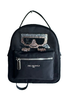 NWT $198 KARL LAGERFELD RHINESTONE LOGO BACKPACK       