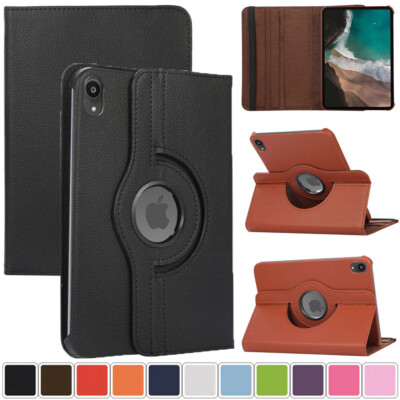 For iPad Mini A17 Pro 7/6th Gen 2024 8.3 Case Smart Leather Rotating Stand Cover