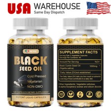 1000mg Black Seed Oil Capsules Cold Pressed - Immune Support 120Capsules Non GMO