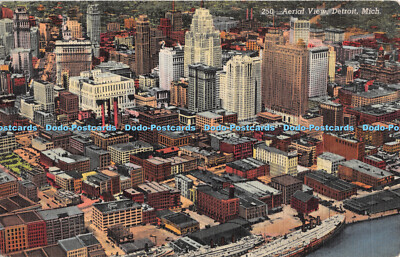 R356439 250 Aerial View Detroit Mich The Union News Curteich Chicago C T Art Col