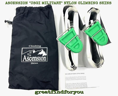 ASCENSION "USGI MILITARY" NYLON CLIMBING SKINS FOR SKIS BLACK -NOS!