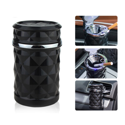 Q92C Aschenbecher KFZ Luxus LED Autoaschenbecher Getränkehalter + 2 Windschnalle