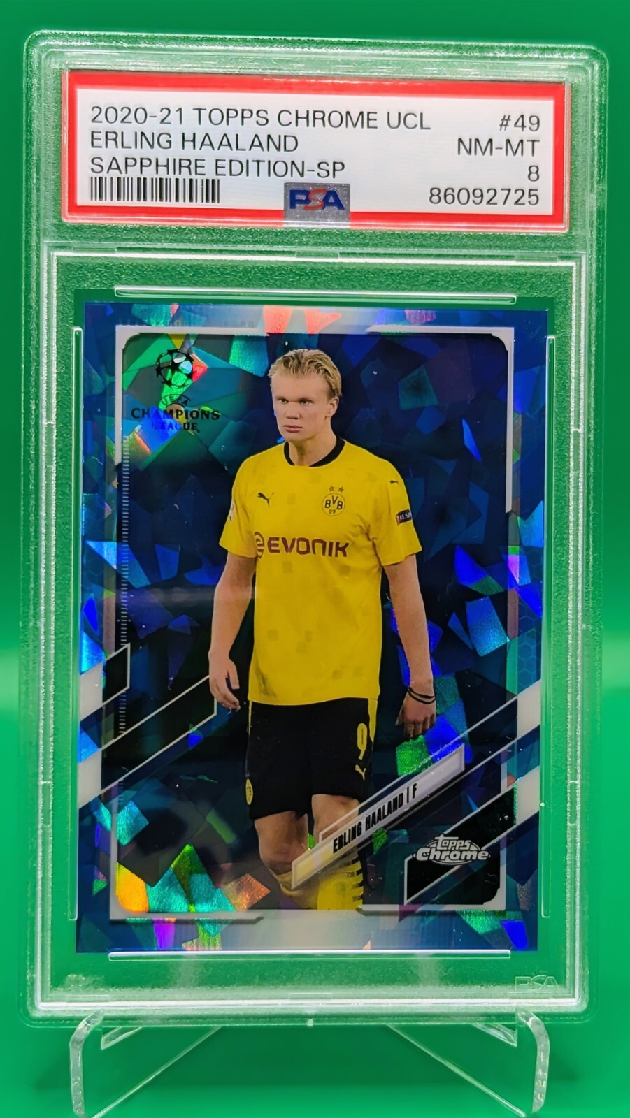 Erling Haaland 2020-21 Topps Chrome Sapphire UCL #49 Borussia Dortmund