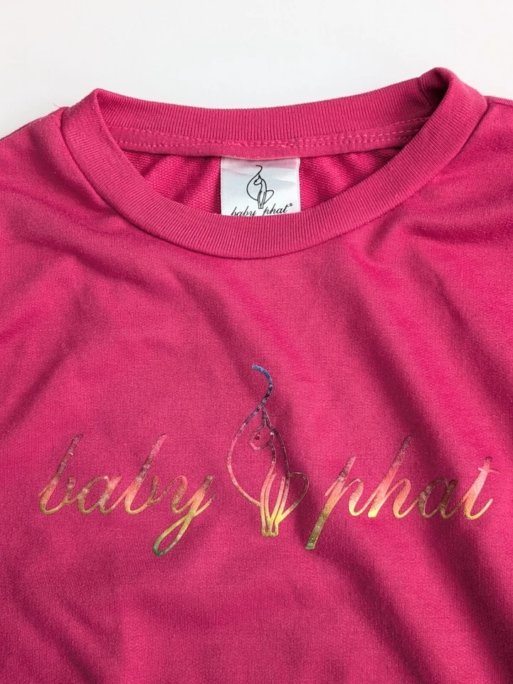 Y2K Bebé Phat Niñas Talla 5/6 Pull Over Top Hombros con Volantes Logo Arco Iris Rosa Foto 2 de 4