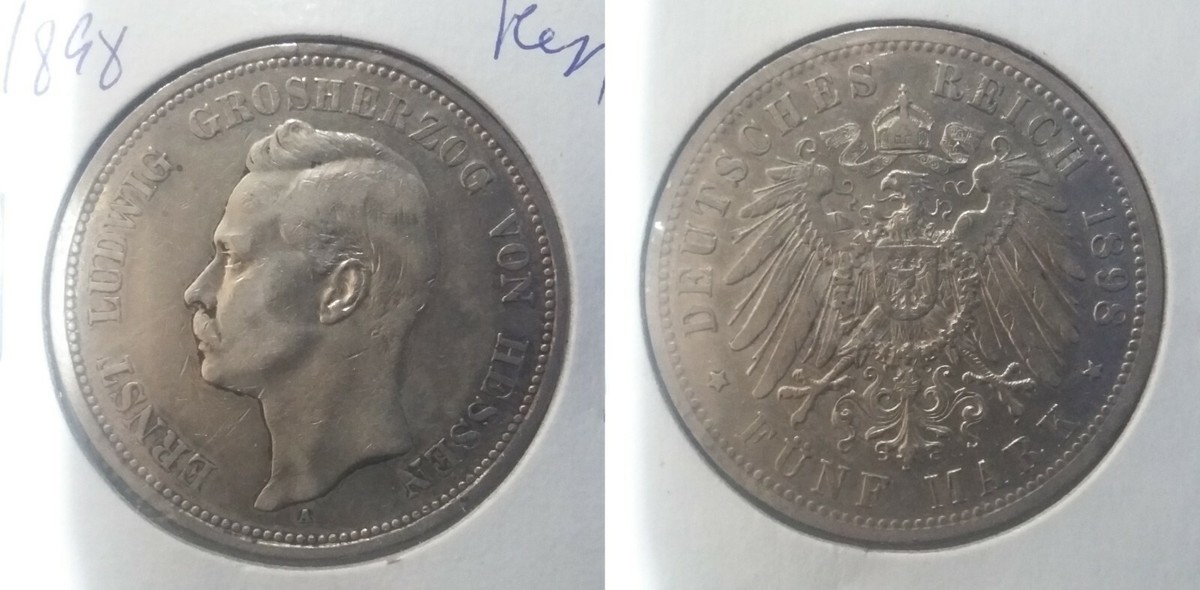 Rare 1898 Hesse (Germany) Large silver 5 Mark, NICE | eBay