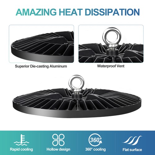 4Pcs 100W UFO LED High Bay Light Commercial Warehouse Factory Lighting Fixtures - Picture 3 of 14