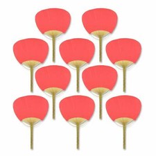 Quasimoon 9" Red Paddle Paper Hand Fans for Weddings 10 Pack by PaperLanter...