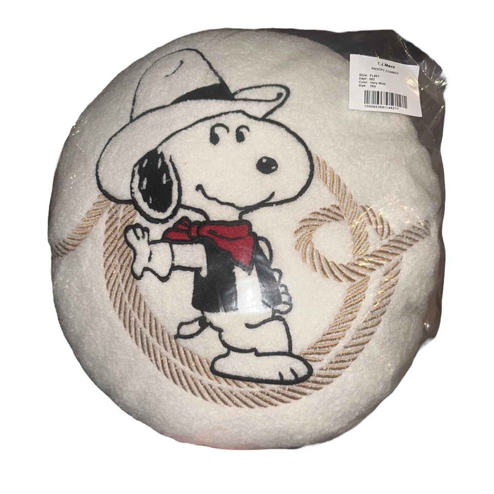 ALMOHADA DECORATIVA VAQUERO PEANUTS SNOOPY Western Country nueva 16x16 Foto 3 de 4