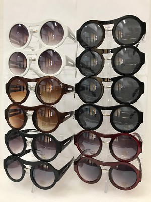 WY50 Round Shaped Double Nose-bridge Retro Women Sunglasses Wholesale 12 Pair