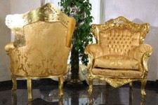 poltrona  trono sedia chair in stile barocco foglia oro