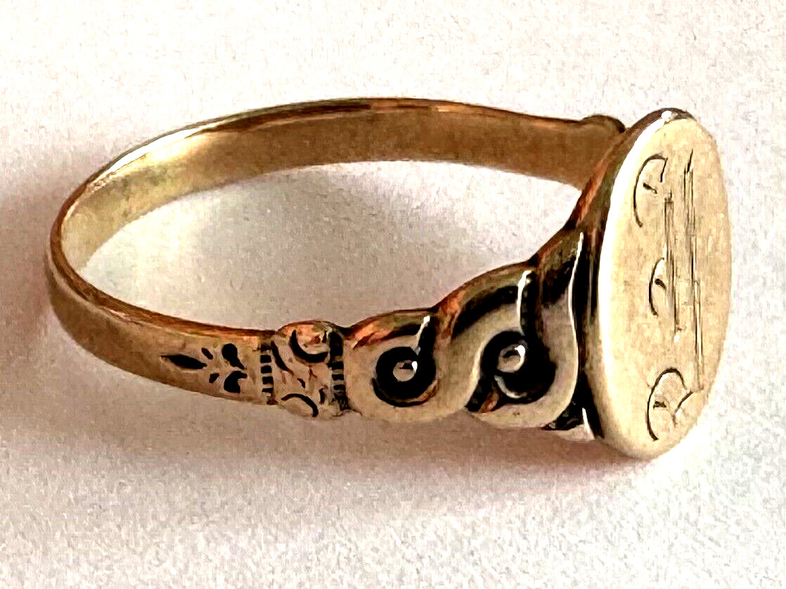 Antique 8K Solid Gold Initial Letter Monogram Lad… - image 7