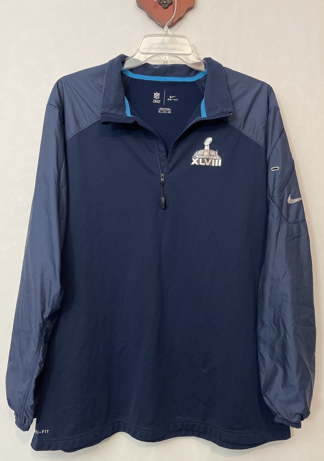 Nike Dri-Fit Mens NFL Super Bowl XLVIII Broncos v Seahawks Blue 2xl Jacket! M575