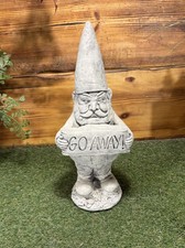 STONE GARDEN “GO AWAY” GNOME PIXIE STATUE GIFT HOME GARDEN ORNAMENT