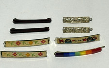 Vintage 70-80s Plastic Metal Barrettes Multicolored Variety Sets Lot Of 8