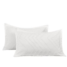 2 Pack Standard Size Pillow Shams Set, White Boho Tufted Soft Microfiber Pill...