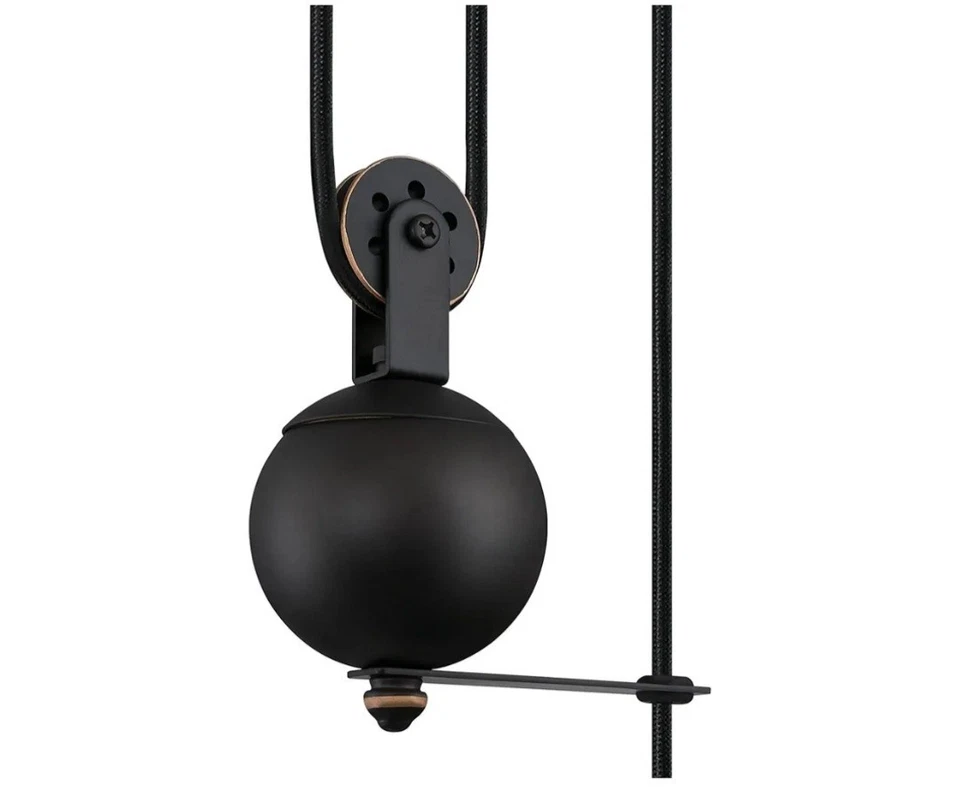 Colgante de polea de luz de techo estilo vintage Chaves, acabado negro-bronce Foto 3 de 4