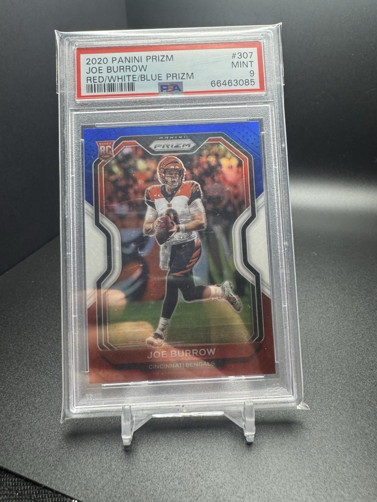 2020 Panini Red White Blue Prizm #307 Joe Burrow Bengals RC Rookie PSA 9 MINT