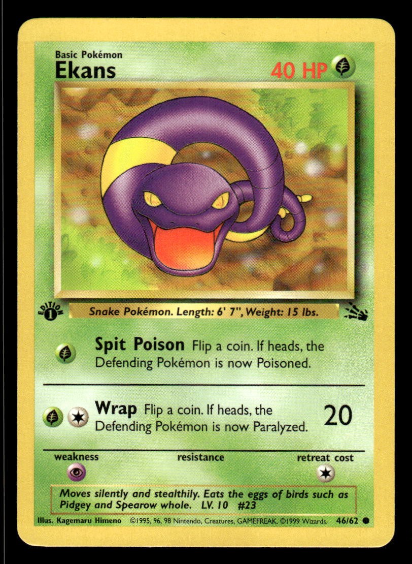 Pokemon TCG Fossil 1st Edition #46/62 Ekans NM