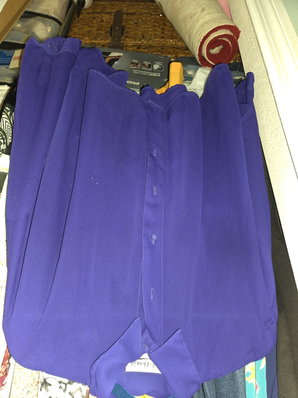 Local Elements Purple Solid Collared Long Sleeve Button-Up Blouse Plus 3XL