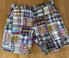 VTG Polo Ralph Lauren Shorts 40 Prospect Madras Plaid 9" Y2K Patchwork Quilt