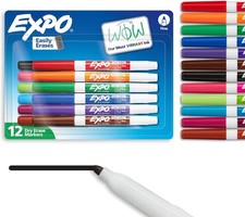 EXPO Low Odor Dry Erase Markers Fine Tip Assorted Colors 12 Pack